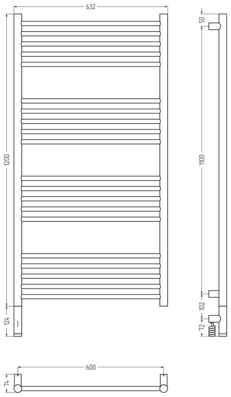 Полотенцесушитель электрический Сунержа Богема 3.1 32-6004-1260 130x65 см, подключение слева, золотой шелк, лесенка