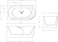Акриловая ванна Abber AB9257-1.5 L 150x80 см, угловая, левая, пристенная, белая, асимметричная, с каркасом, со сливом-переливом