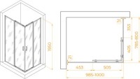 Душевой уголок RGW Passage PA-040B 80х100 см, профиль черный, стекло матовое