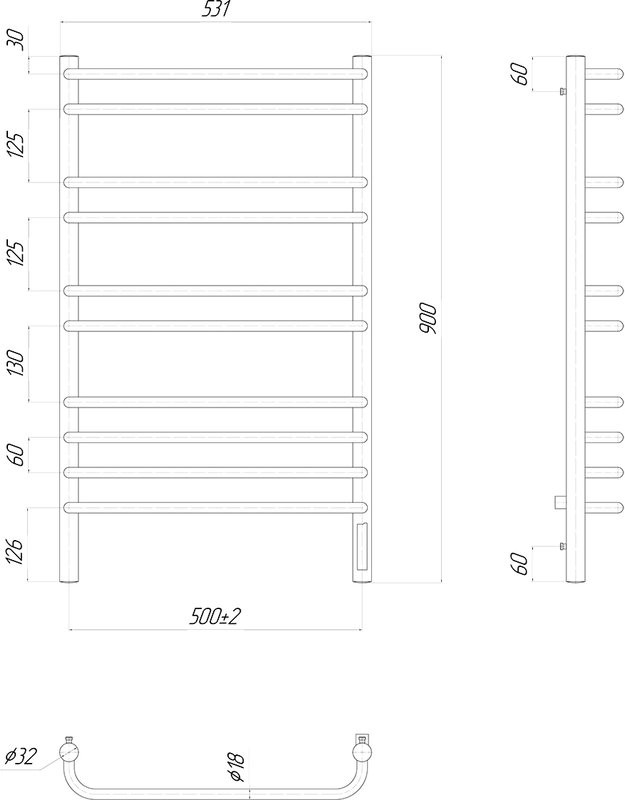 Полотенцесушитель электрический Lemark Luna П10 50x90, хром