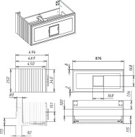 Тумба с раковиной La Fenice Cubo 90 подвесная, bianco, ручка хром, столешница белый мрамор, раковина матовая белая