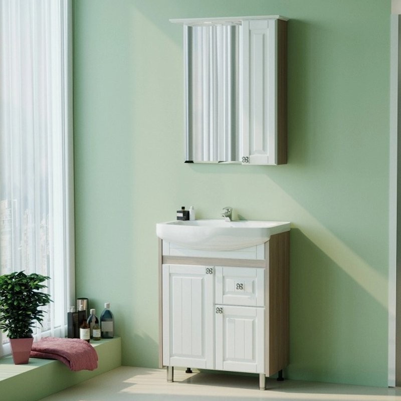 Тумба для ванной "ВЕРСАЛЬ-55" белое дерево под раковину Элеганс-55 (Rosa) (ПВХ)