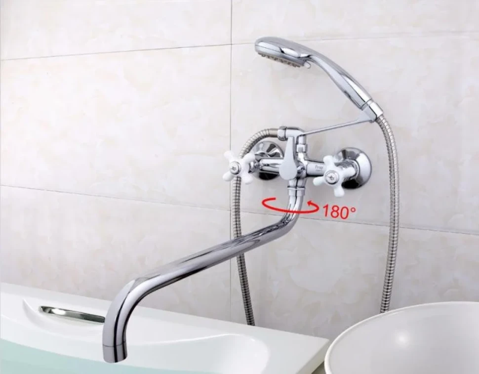 Смеситель с длинным изливом для ванны Frap H18 F2618 хром