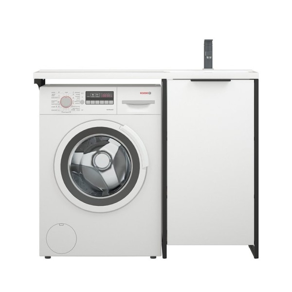 Тумба с раковиной Corozo Гера 110 D R напольная, белая, под стиральную машину