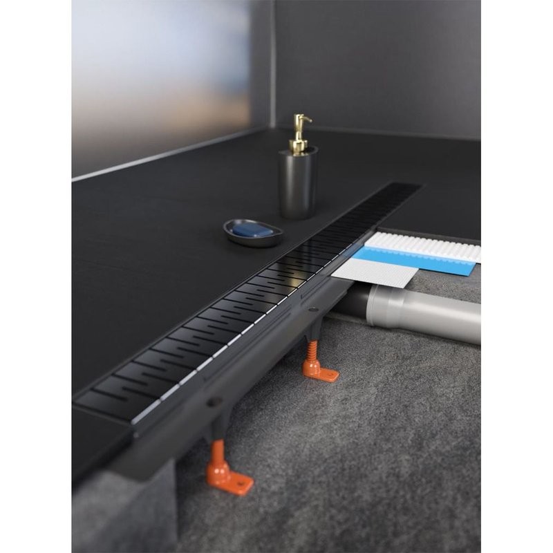 Душевой трап (лоток) MCH Chudej Medium CH750MC 75 см, решетка матовая черная, с сифоном