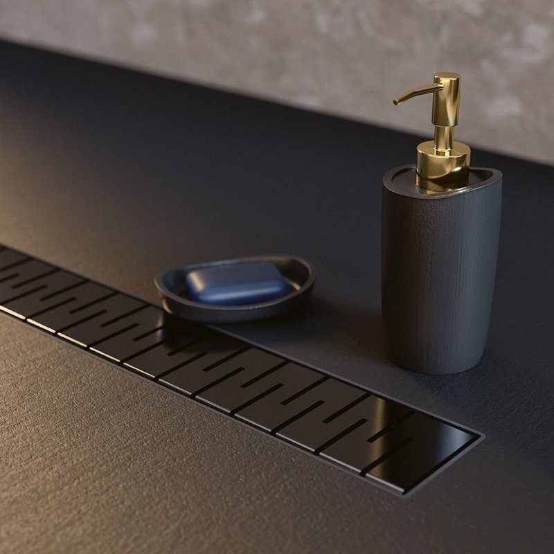 Душевой трап (лоток) MCH Chudej Medium CH750MC 75 см, решетка матовая черная, с сифоном