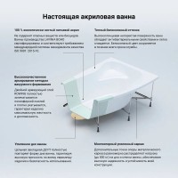 Акриловая ванна Lavinia Boho Grance Hill R 170x105 см, угловая, правая, встраиваемая, белая, асимметричная, с каркасом, с экраном, с сиденьем, подголовник слева