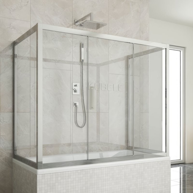 Шторка на ванну Kubele DE019 P3U-CLN-CH, 170х80 см, профиль хром