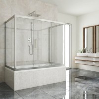 Шторка на ванну Kubele DE019 P3U-CLN-CH, 170х80 см, профиль хром