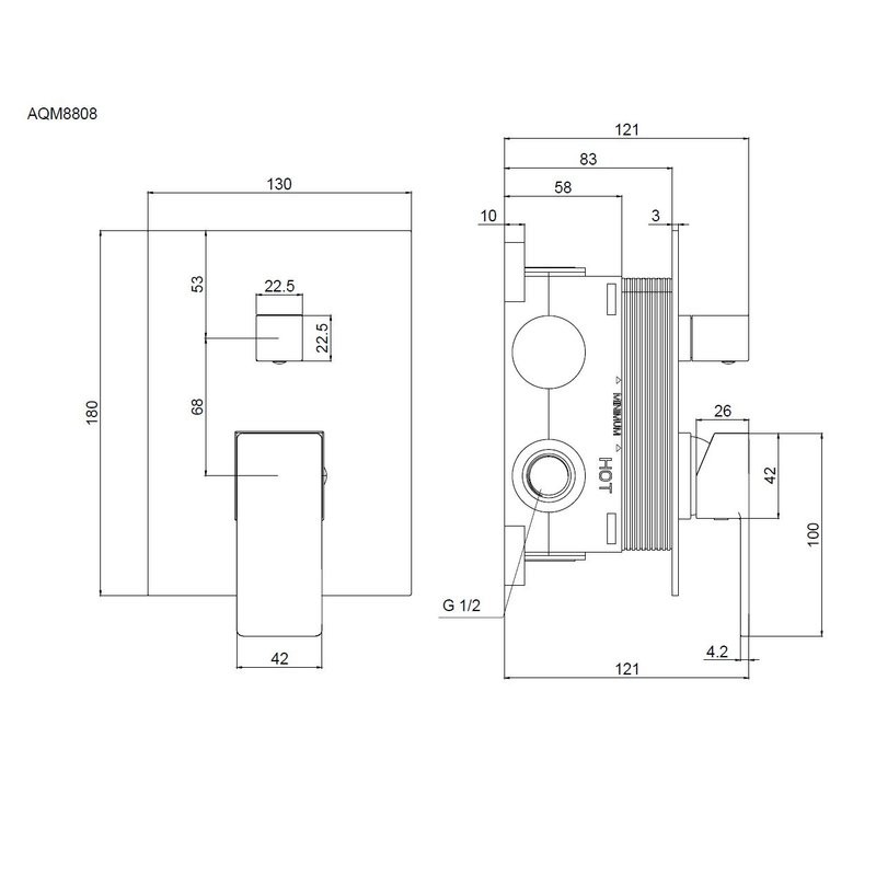 Смеситель для ванны и душа AQUAme Savona хромированный AQM8808CR