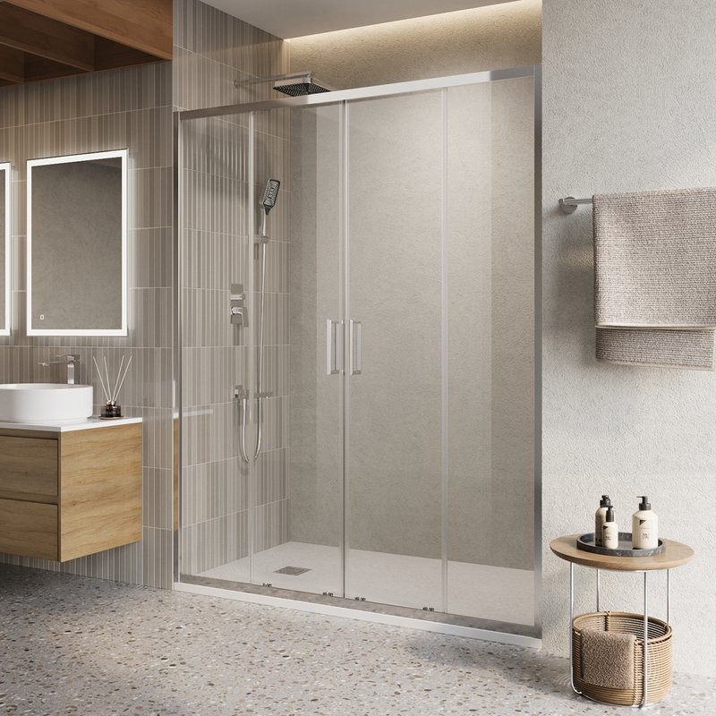 Душевая дверь в нишу BelBagno Luce BF-2-150-C-Cr профиль хром, стекло прозрачное