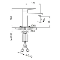 Смеситель для раковины Frap H85 F1085-6 черный Смеситель для раковины Frap H85 F1085-6 черный