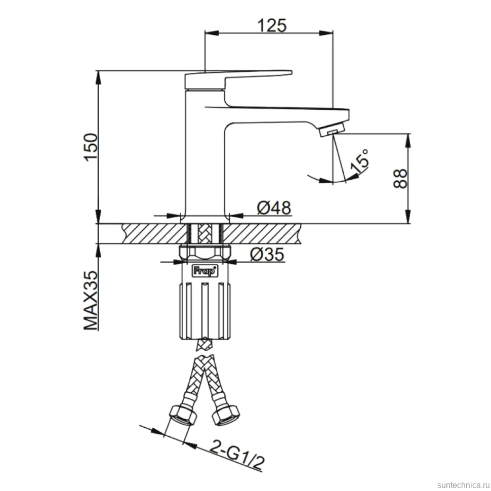 Смеситель для раковины Frap H85 F1085-6 черный