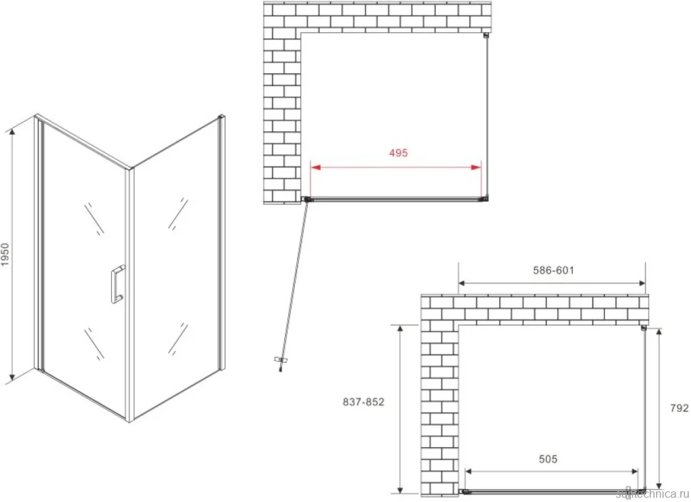 Душевой уголок Abber Sonnenstrand AG04060-S85 85x60, профиль хром, стекло прозрачное