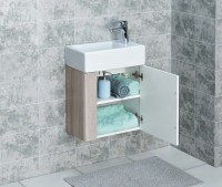 Тумба с раковиной AQUATON Вита 46 белая, ясень шимо