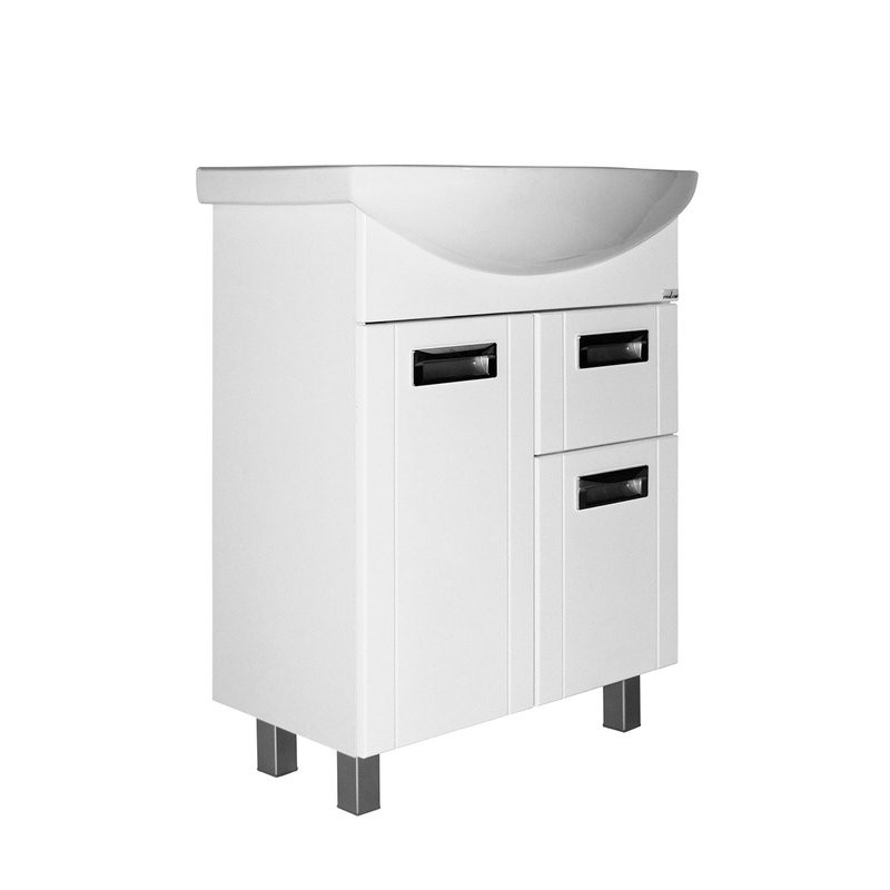 Тумба с раковиной Mixline Альфа 65 глянцевая белая, раковина Best 65