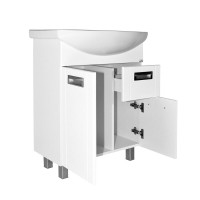Тумба с раковиной Mixline Альфа 65 глянцевая белая, раковина Best 65