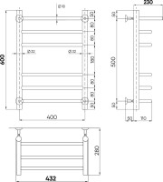 Полотенцесушитель водяной Indigo Brace LBCW60-40P с полкой, серебристый