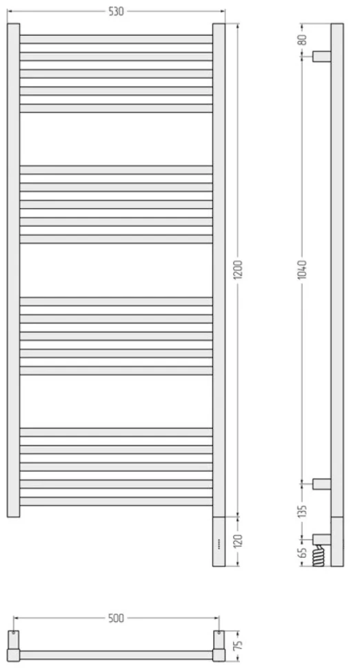 Полотенцесушитель электрический Сунержа Модус 3.1 00-5901-1250 130x55 см, подключение справа, без покрытия, лесенка