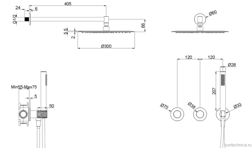 Душевой комплект Vincea Аура VSFW-6AU1CH С ВНУТРЕННЕЙ ЧАСТЬЮ, хром