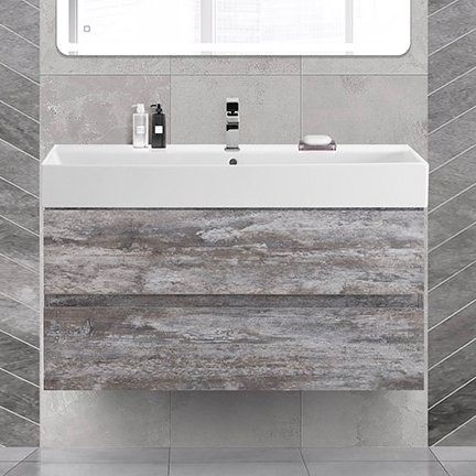 Тумба с раковиной Cezares Molveno 46 100 legno grigio, с раковиной Cezares CZR-MIL-100-LVB