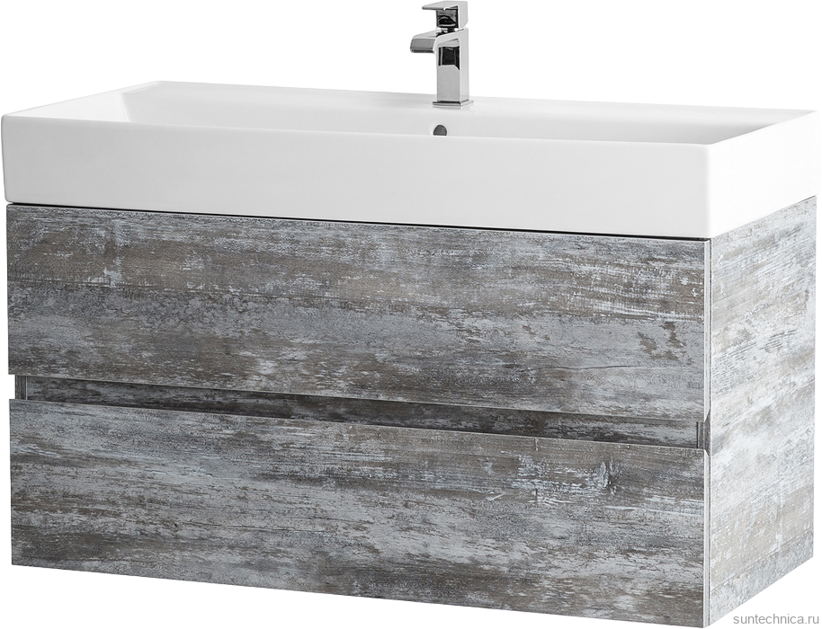 Тумба с раковиной Cezares Molveno 46 100 legno grigio, с раковиной Cezares CZR-MIL-100-LVB