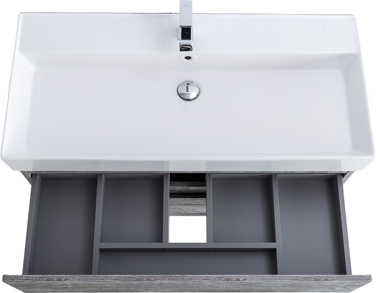 Тумба с раковиной Cezares Molveno 46 100 legno grigio, с раковиной Cezares CZR-MIL-100-LVB