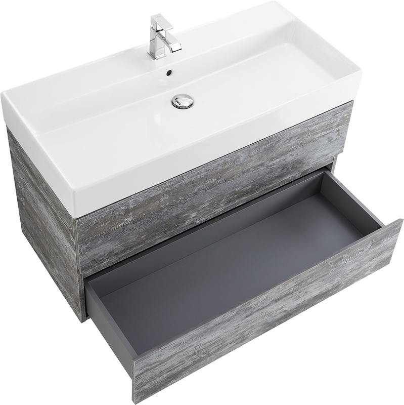 Тумба с раковиной Cezares Molveno 46 100 legno grigio, с раковиной Cezares CZR-MIL-100-LVB