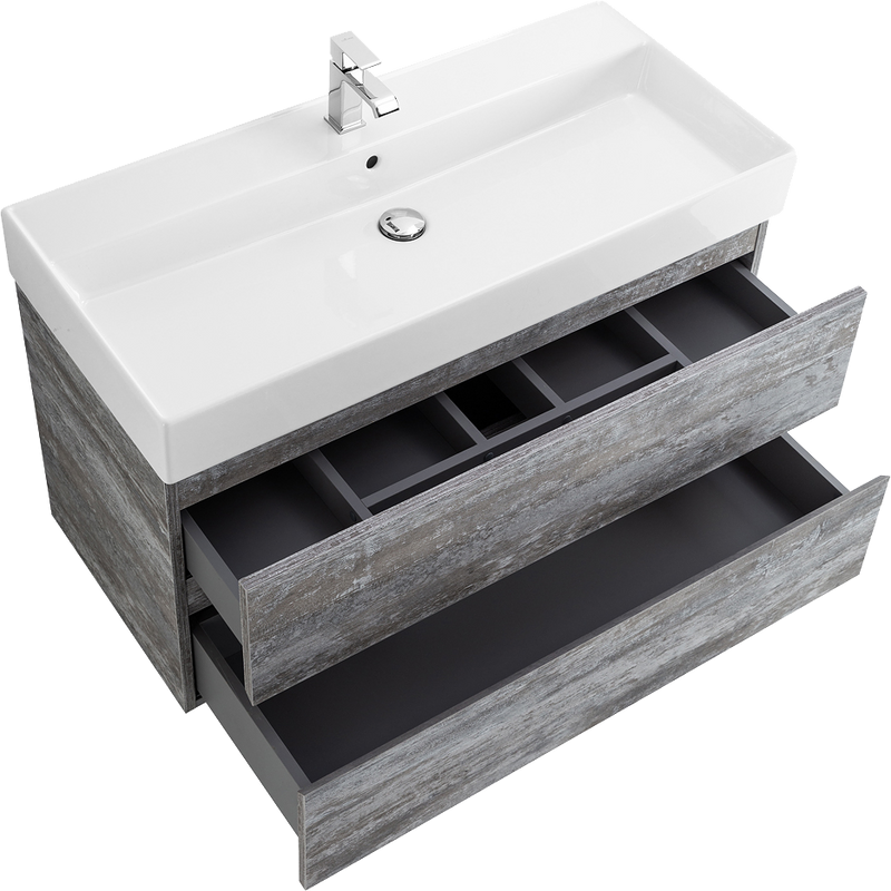 Тумба с раковиной Cezares Molveno 46 100 legno grigio, с раковиной Cezares CZR-MIL-100-LVB
