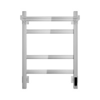 Полотенцесушитель электрический Grota Tela 430х600 NP EL 60x45 см, подключение справа, слева, скрытое подключение справа, глянцевый хром, лесенка, с полкой