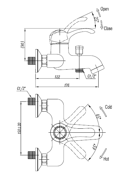 Смеситель для ванны с душем Cezares Lira LIRA-M-VDM1-01 хром
