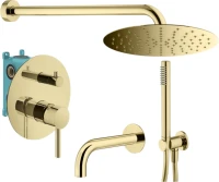 Душевой комплект Plumberia Selection Ixo KITXO19OR60 С ВНУТРЕННЕЙ ЧАСТЬЮ, золото 24к