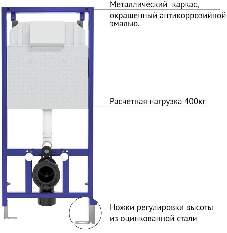 Система инсталляции для унитазов Berges Novum 040223 с кнопкой смыва, хром глянец