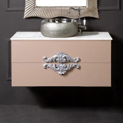 Тумба с раковиной Armadi Art NeoArt 100 капучино с ручками серебро