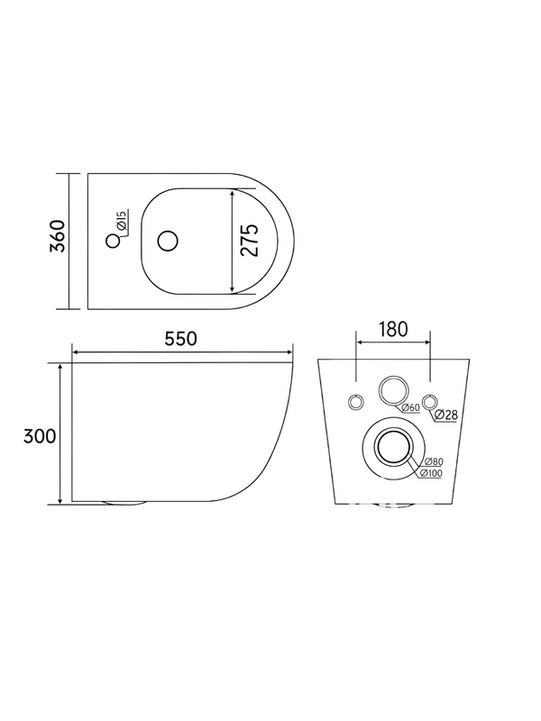Биде подвесное CHARUS Skandenborg BD700-143W глянцевое белое