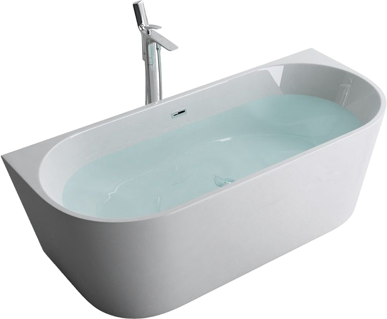 Акриловая ванна Art&Max AM-519-1700-750 170x75 см, отдельностоящая, белая, овальная, со сливом-переливом, с донным клапаном