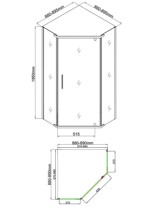 Душевой уголок Grossberg GS4110 90x90 см, профиль хром