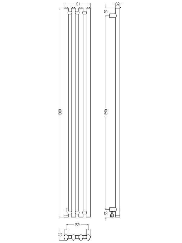 Полотенцесушитель электрический Сунержа Кантата 4.0 31-0886-1559 150x20 см, подключение слева, скрытое подключение слева, матовый черный, I-образный