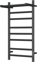 Полотенцесушитель электрический Bauedge Stil Shelf R 40х80, с полкой, матовый черный RAL9005
