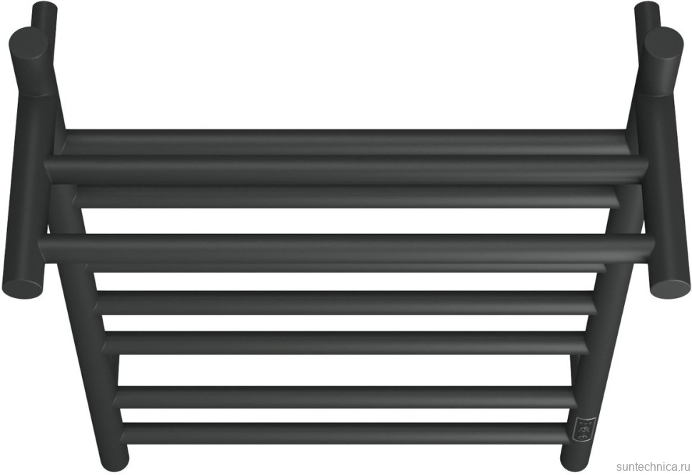 Полотенцесушитель электрический Bauedge Stil Shelf R 40х80, с полкой, матовый черный RAL9005