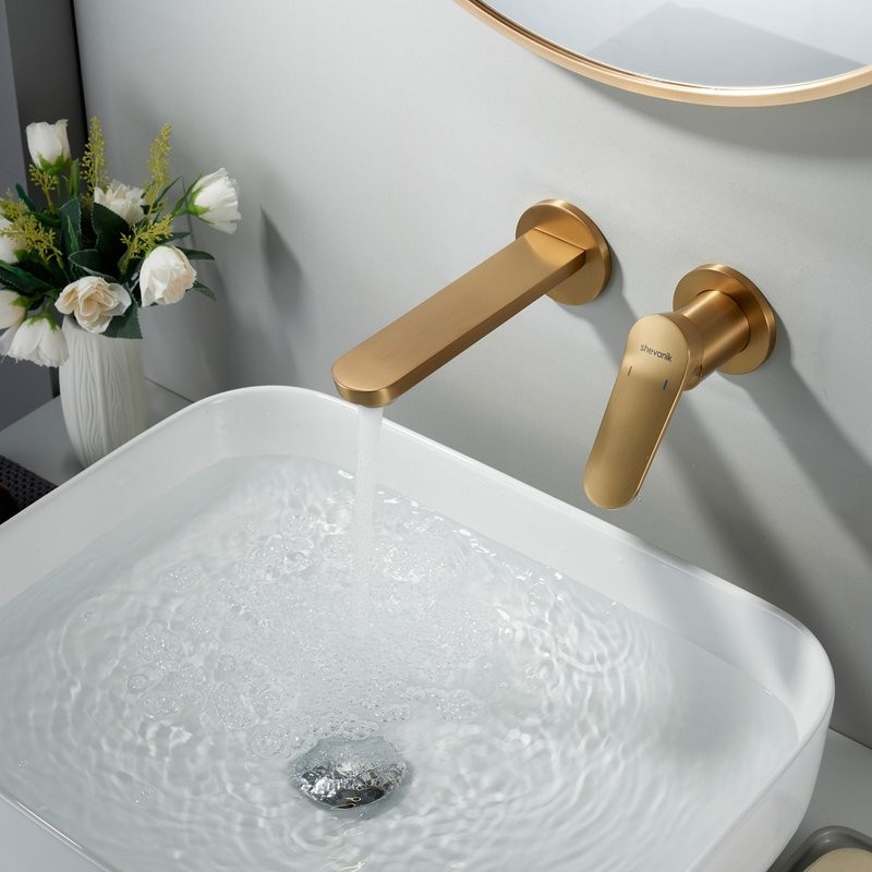 Смеситель для раковины/умывальника встраиваемый Shevanik S4341G, золотой сатин