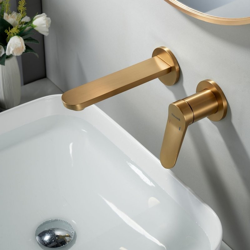 Смеситель для раковины/умывальника встраиваемый Shevanik S4341G, золотой сатин