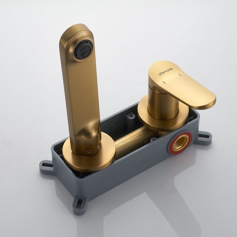 Смеситель для раковины/умывальника встраиваемый Shevanik S4341G, золотой сатин