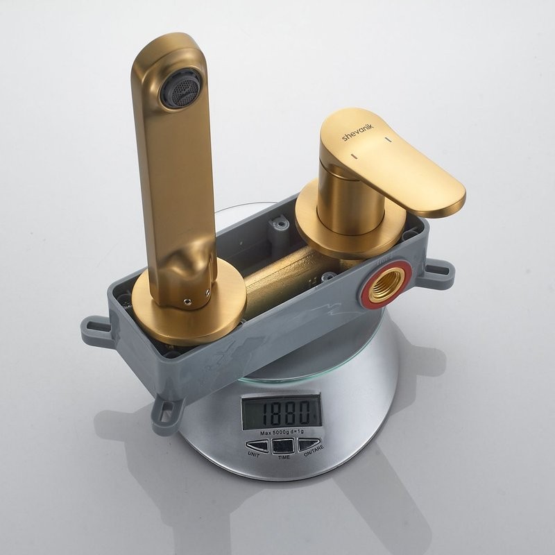 Смеситель для раковины/умывальника встраиваемый Shevanik S4341G, золотой сатин