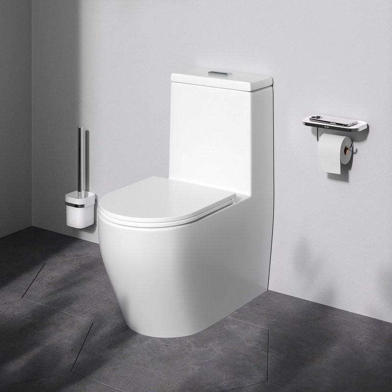 Унитаз-моноблок напольный AM.PM Func C8F8900SC безободковый, с микролифтом, глянцевый белый