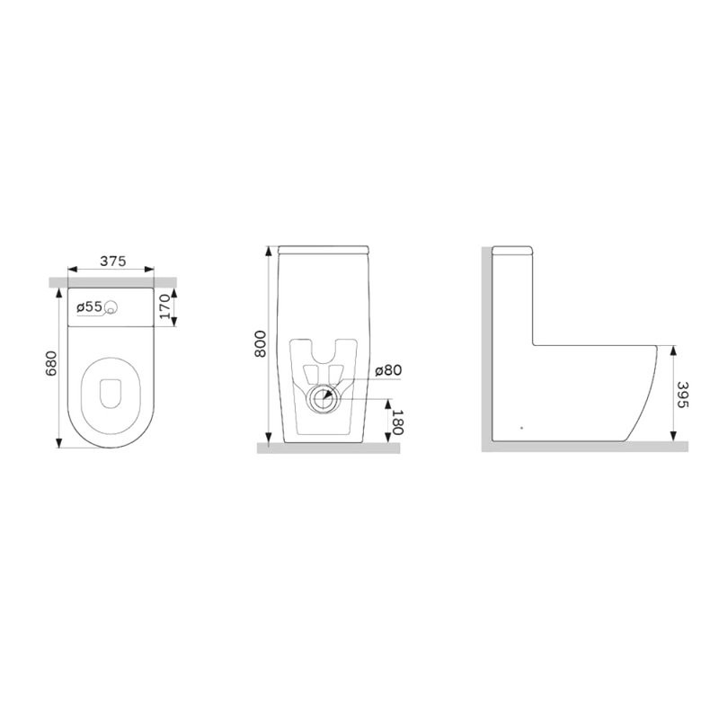 Унитаз-моноблок напольный AM.PM Func C8F8900SC безободковый, с микролифтом, глянцевый белый