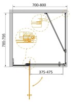 Душевой уголок Cezares Slider AH 1 80-70/80 BR GM профиль оружейная сталь, стекло бронза