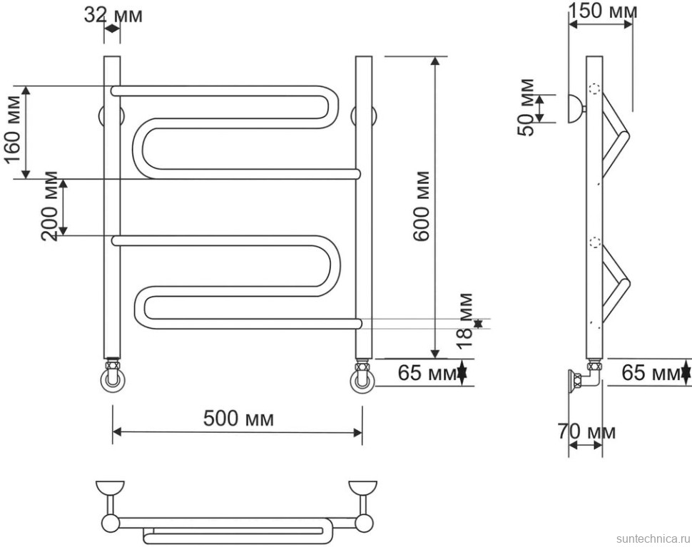 Полотенцесушитель водяной Secado Валенсия 4603777476700 65x55 см, бронза, лесенка, латунь