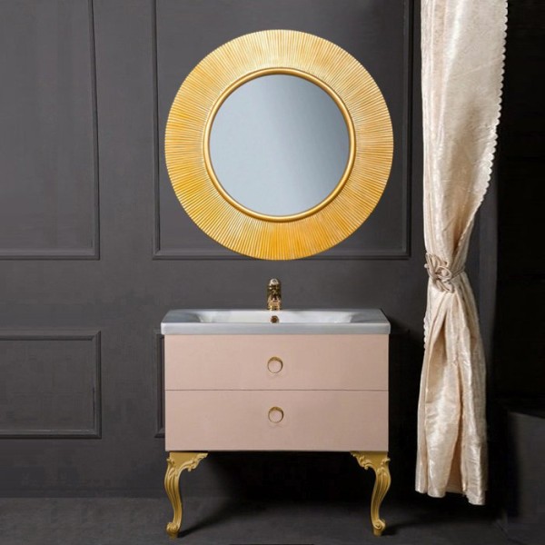 Мебель для ванной комнаты Armadi Art NeoArt 80 капучино с ручками Moon золото, зеркало Shine, с ножками