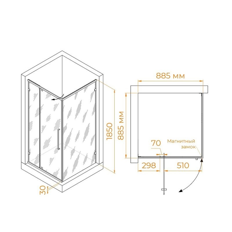 Душевой уголок RGW Classic CL-035-B 90х90x185, профиль матовый черный, стекло прозрачное
